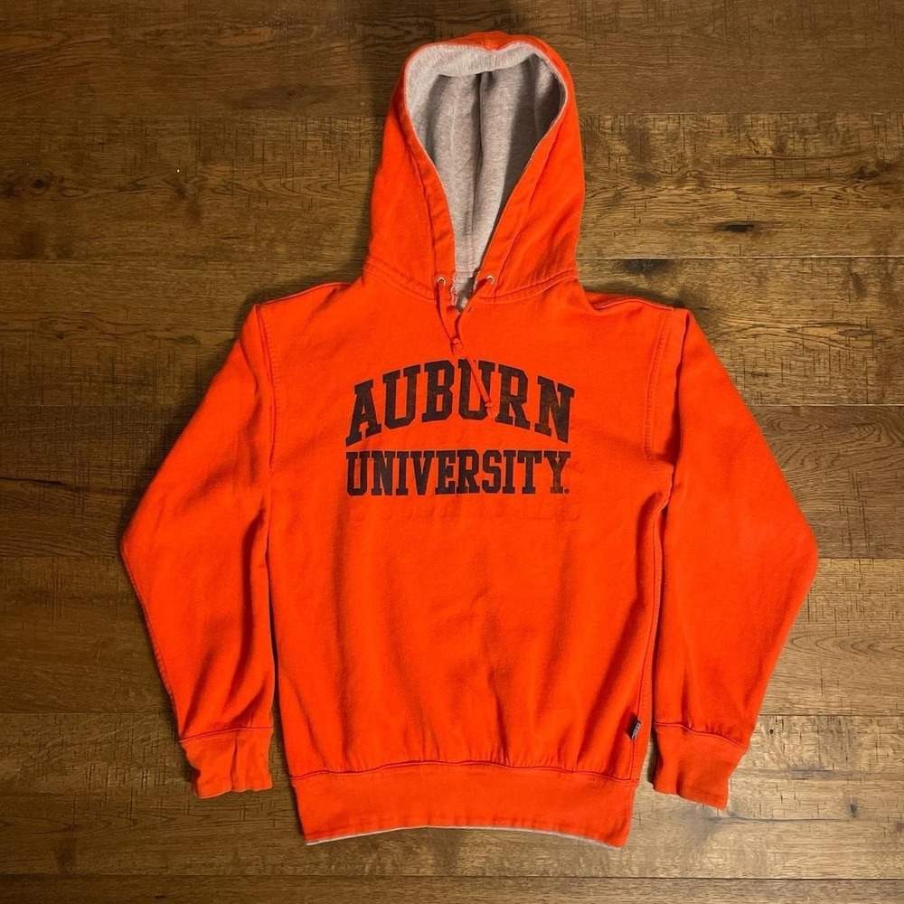 MV Sport Auburn University Reversible Hoodie Mens Small Orange Grey Vintage Y2K